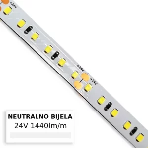 LED traka na bijeloj podlozi sa 120 led dioda po metru snage 14,4w i neutralno bijelom bojom svjetlosti