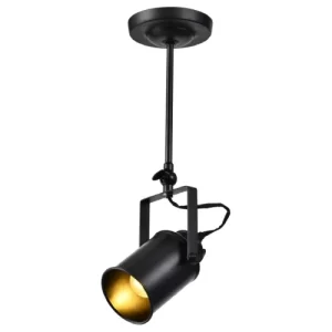 Stropna svjetiljka industrijskog dizajna crne boje sa zlatnim detaljima